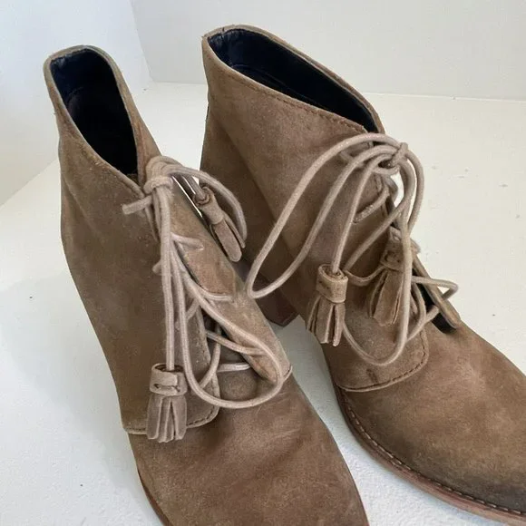 Crevo Sumerset Lace Up Suede Heeled Ankle Boot Camel Brown Women's Size 7.5 EUC - Picture 9 of 9